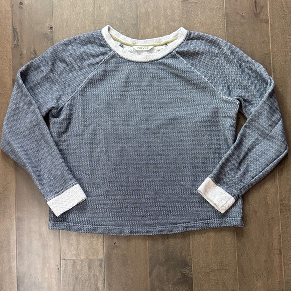 Orvis Sweaters - Orvis Blue and Cream Long Sleeve Sweater